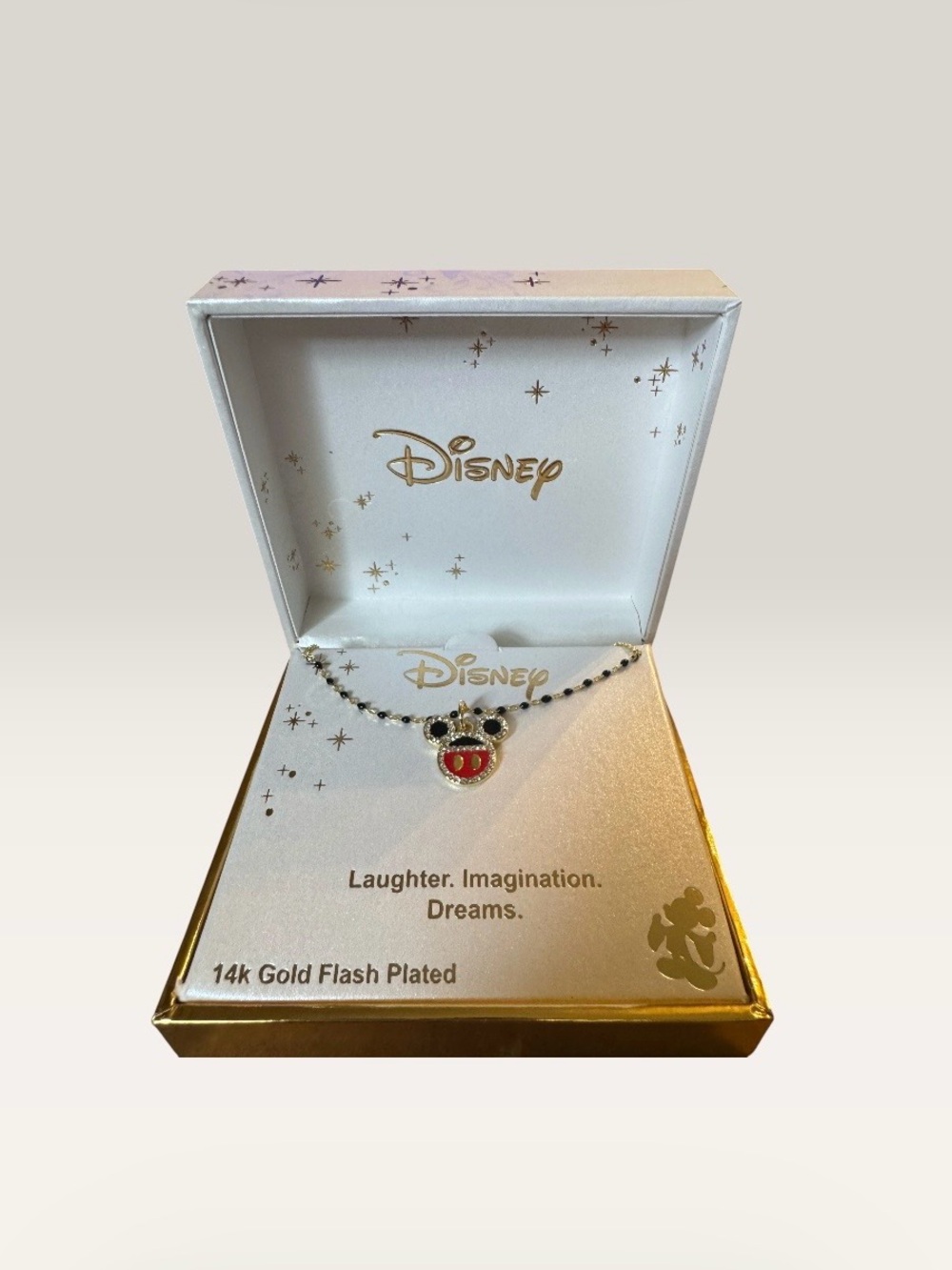 Disney Mickey Mouse 14K Gold Flash Plated Pendant Necklace NIB